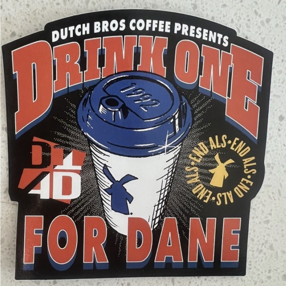 Dutch Bros Red and Blue Drink One Sticker